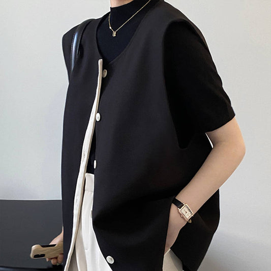 Color contrast vest V-neck suit vest