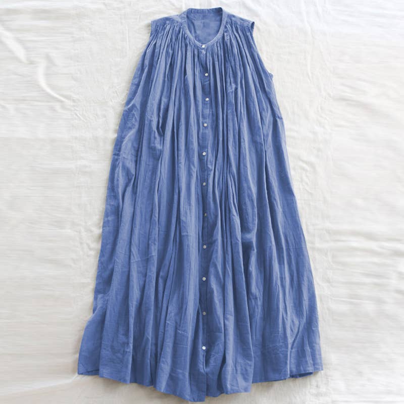 COTTON ART LOOSE PLEAT DRESS WITH LARGE SWING