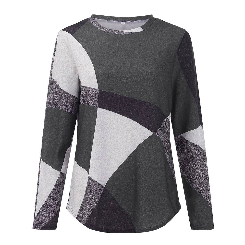 COMFORTABLE GEOMETRIC DESIGN COLOR CONTRAST SHIRT