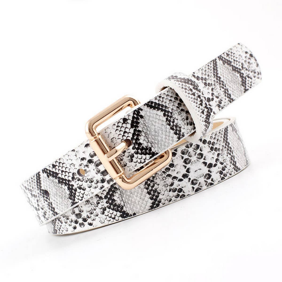 CWABE0882_RETRO CASUAL SNAKE PRINT THIN BELT