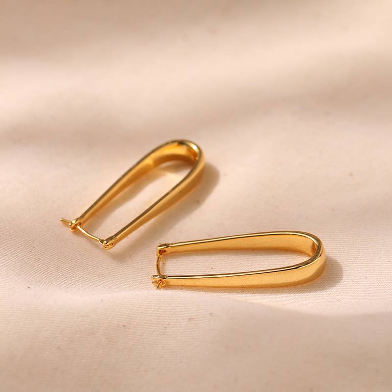 Metallic texture oval teardrop earrings
