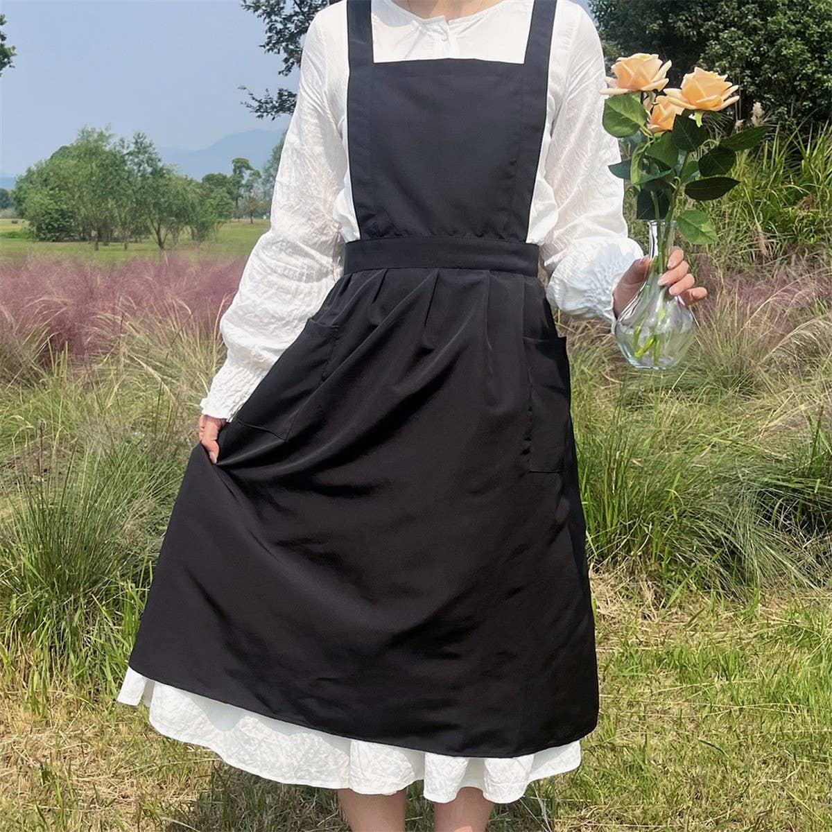 WATERPROOF AND OIL-PROOF SOLID COLOR COTTON APRON
