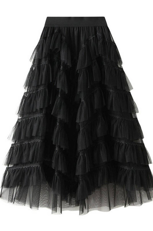 CWBLS0523_LAYERED TULLE CAKE SKIRT WITH FLOWY A-LINE SHAPE