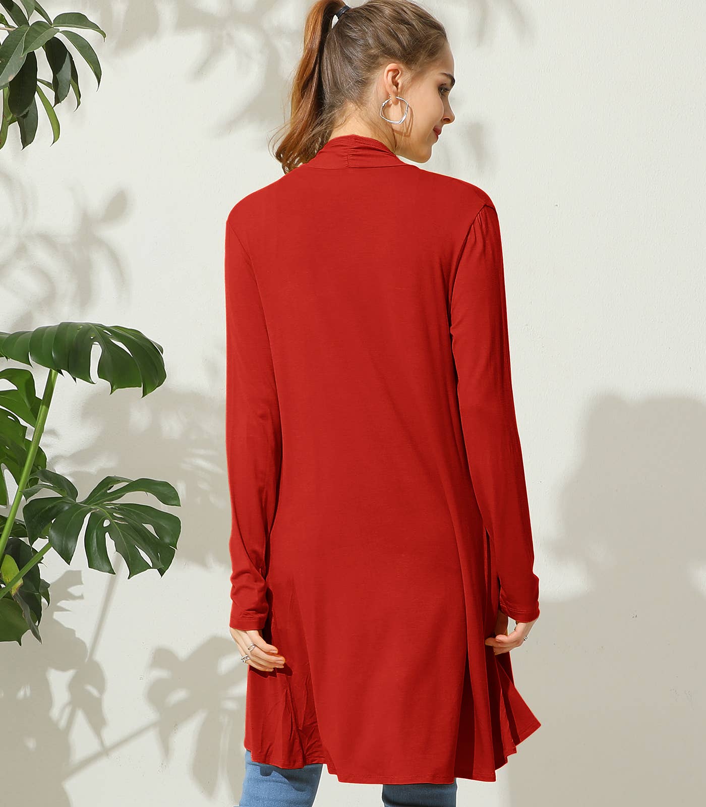 AWTL074_Long Sleeve Casual Open Front Long Cardigan