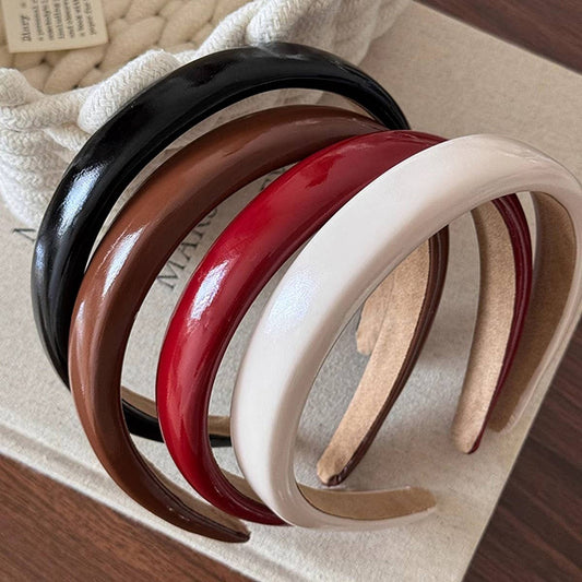 RETRO RED PU LEATHER HEADBAND HAIRPIN HEADDRESS_CWAHA4035