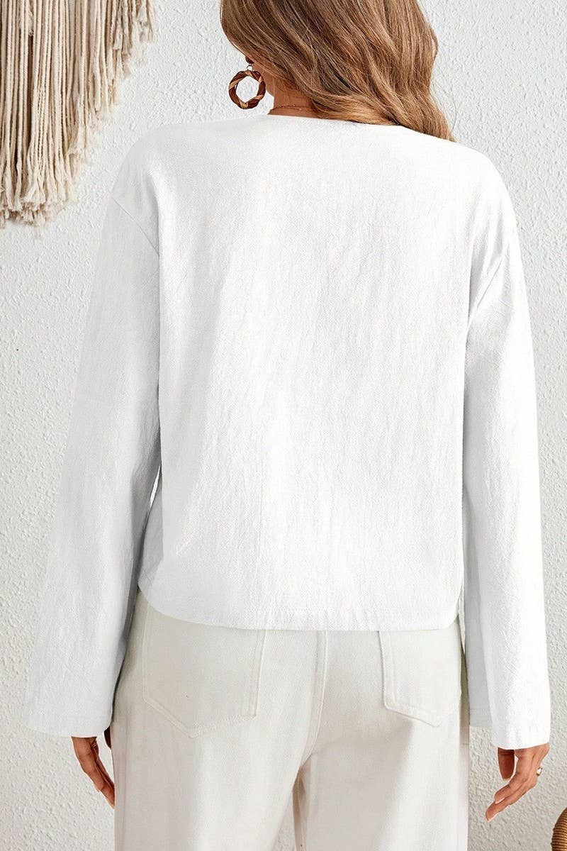 CWTBLL01153_TIE FRONT LIGHTWEIGHT FLARE SLEEVE CARDIGAN