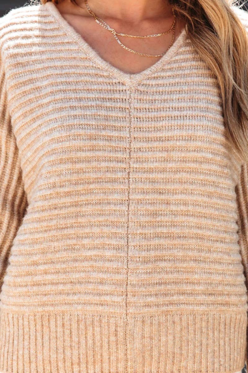 CWOSWL6628_KNITTED V-NECK COMMUTER LONG-SLEEVED SWEATER