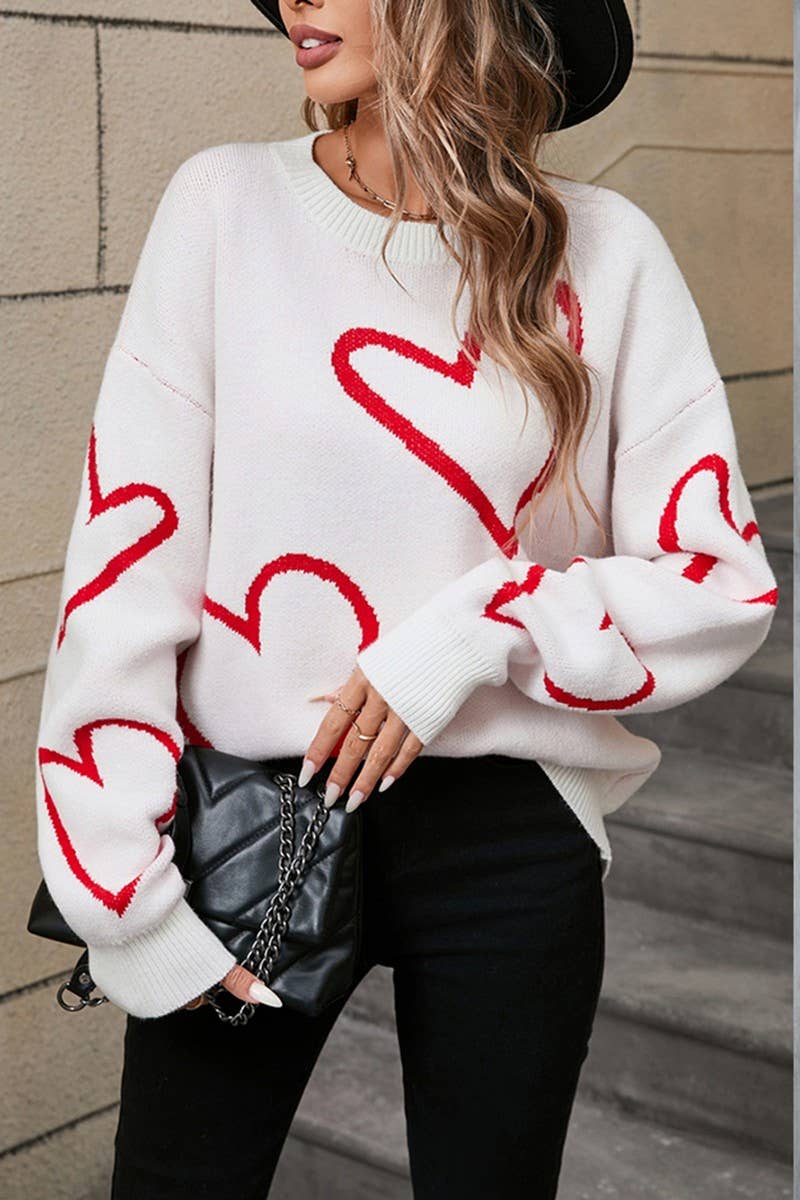 CWOSWL5764_VALENTINE'S DAY BIG HEART CONTRAST SWEATER