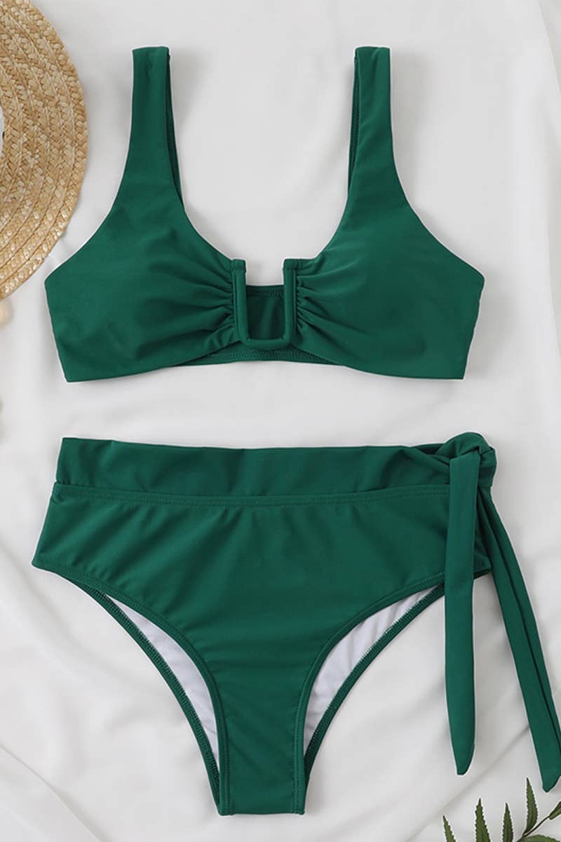 CWMW0840_SEXY SOLID COLOR BACKLESS BIKINI SWIMSUIT