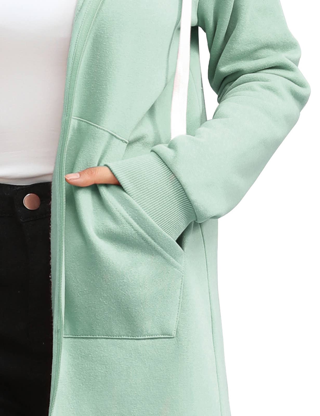 CWOHOL448_Lightweight Thin Zip-Up Hoodie Long Jacket