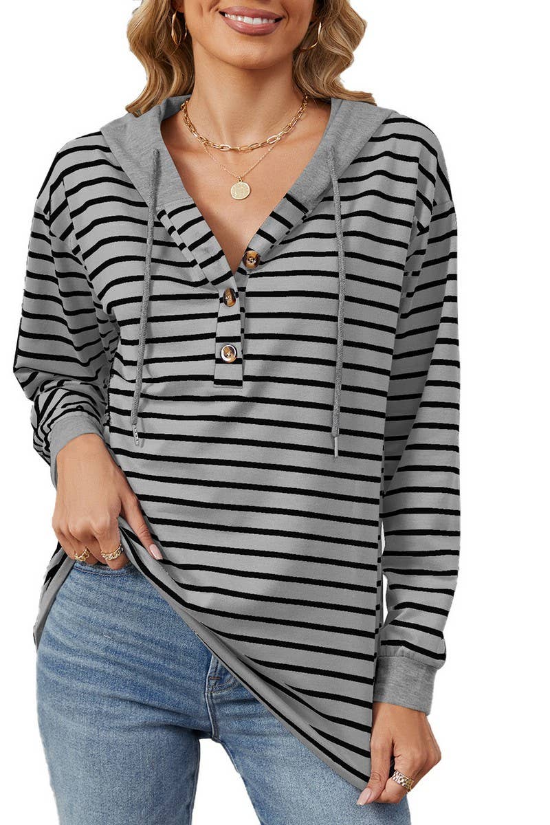CWOHOL0928_STRIPED CONTRAST STITCHING HOODED SWEATSHIRT