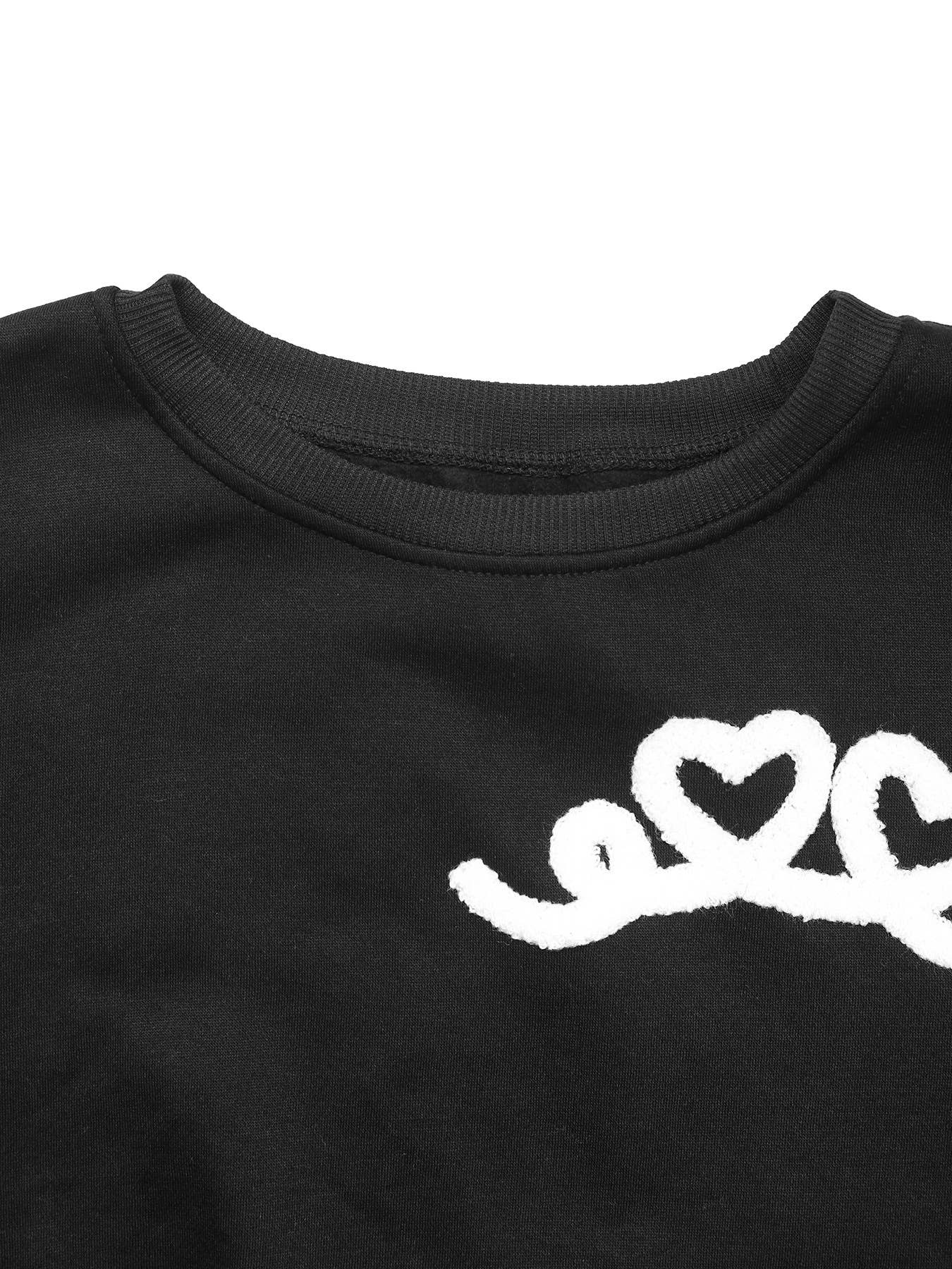 CASUAL ROUND NECK LOVE TOWEL EMBROIDERED HOODIE