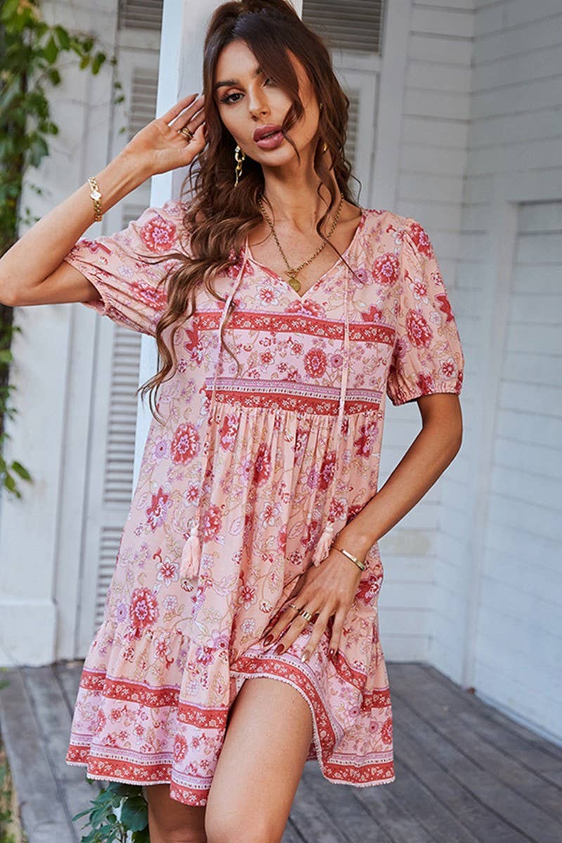 CWDSD7134_SUMMER LEISURE HOLIDAY STYLE SMALL FRESH DRESS