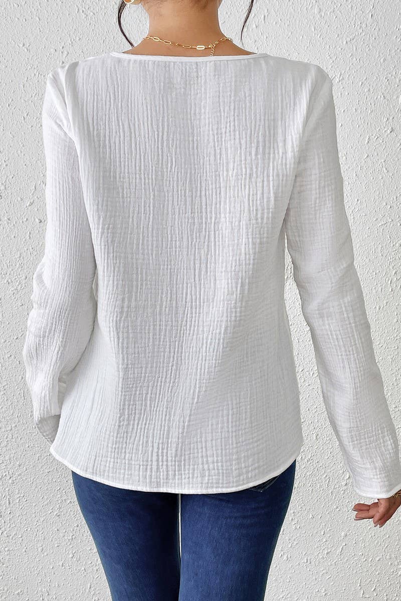 CWTBLL3850_SLIM FIT SOLID COLOR COTTON-LINEN PULLOVER SHIRT