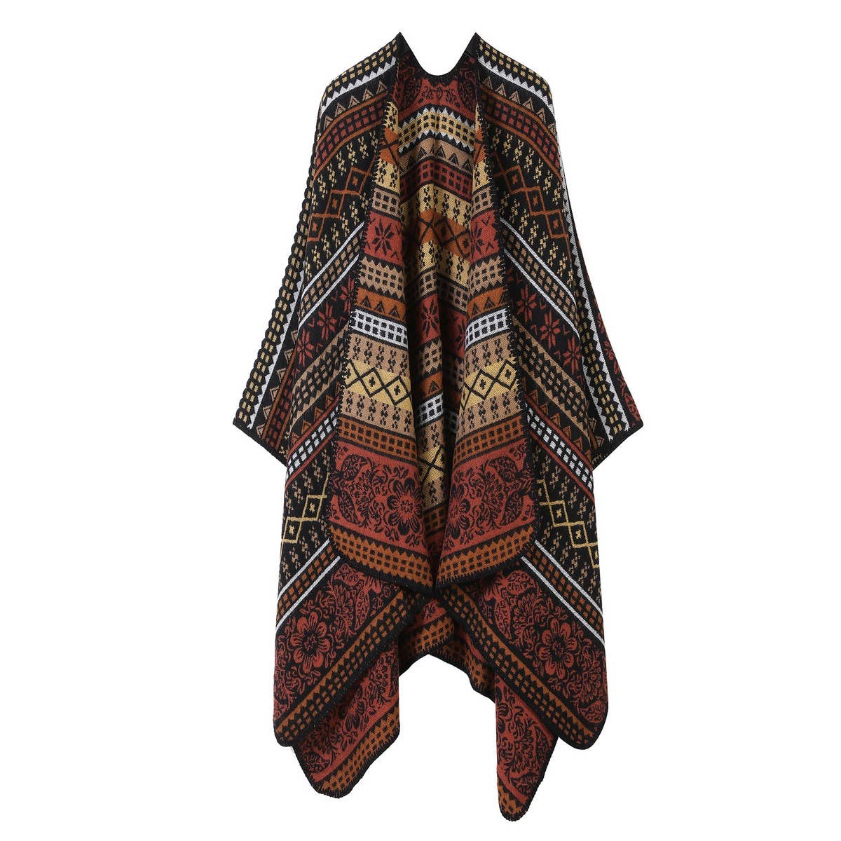 LINE PATTERN SCARF THICKENED KNITTED CAPE SHAWL