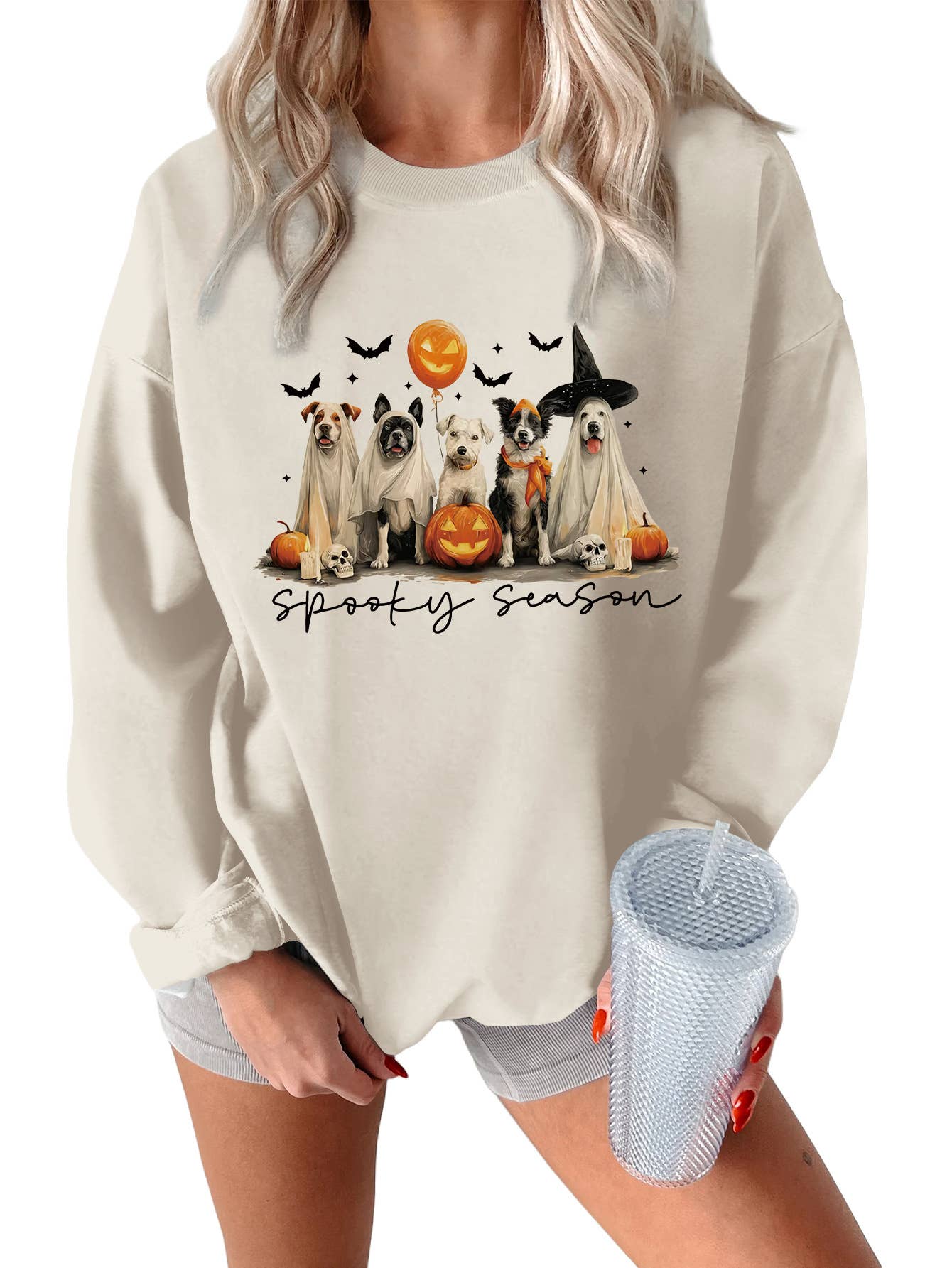 Cute and fun Halloween printed thick warm hoodie