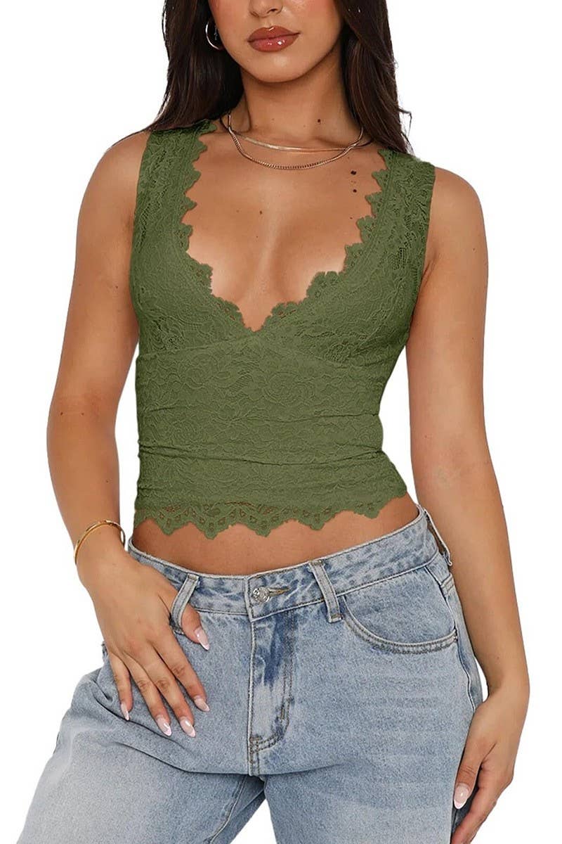CWTTSL00210_SUMMER HOT GIRL STYLE LACE T-SHIRT VEST
