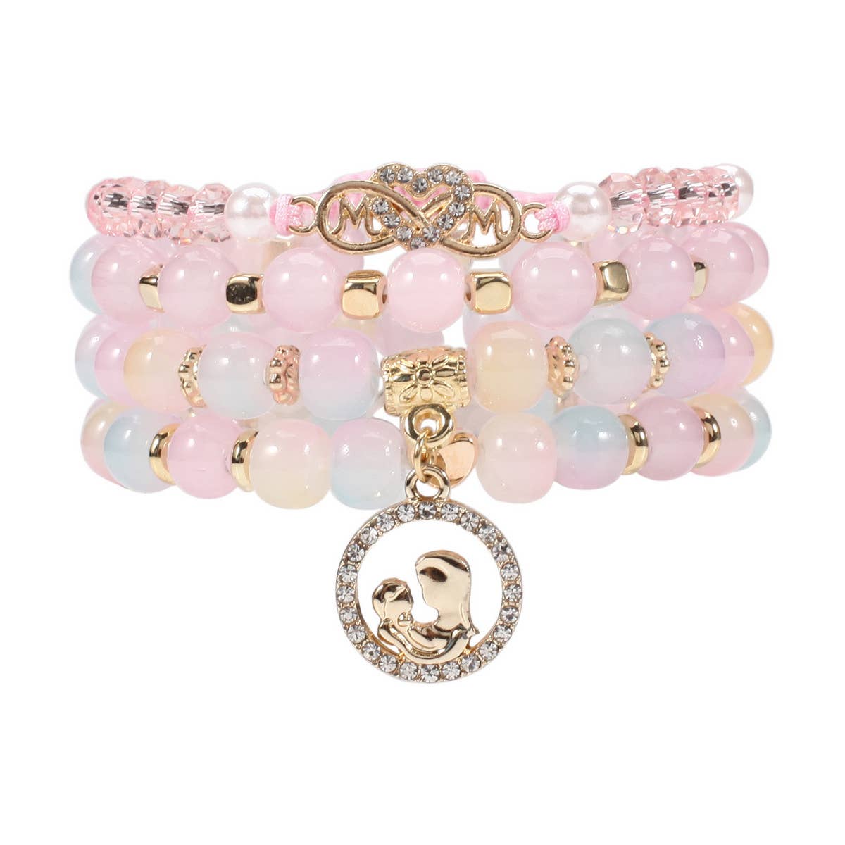 HEART PATTERN BEADED MULTI-LAYERED BRACELET
