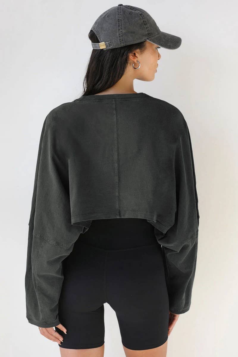 CWTBLL3985_SPORTS SHORT CROPPED ROUND NECK SWEATSHIRT