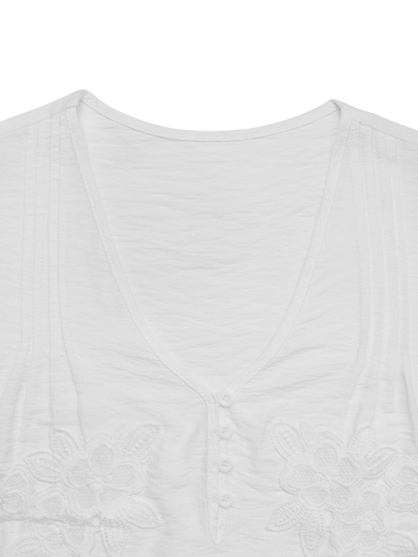 Casual V-Neck Pullover Solid Short Sleeve Blouse