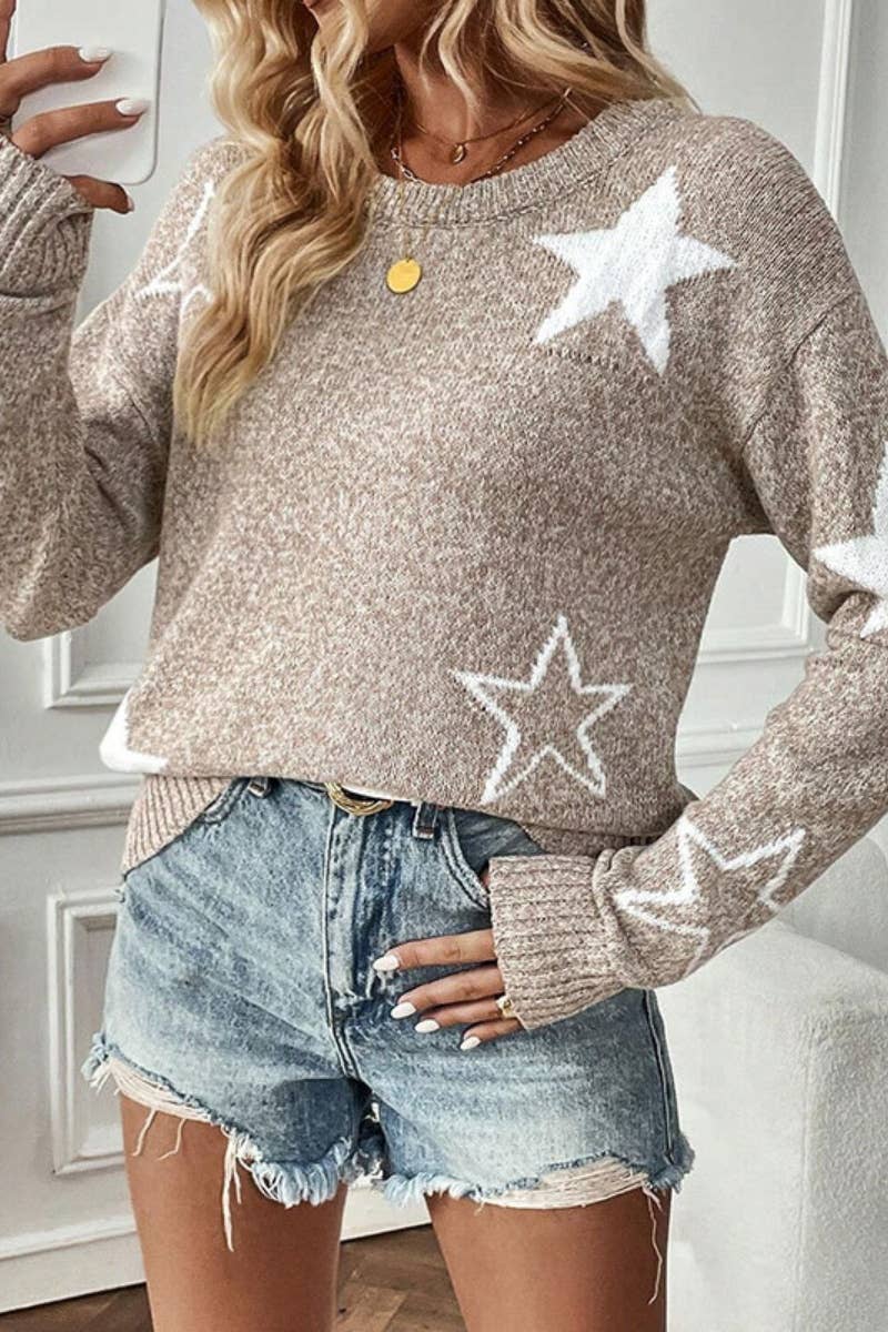 CWOSWL5204_FALL STAR CREW NECK LONG SLEEVE SWEATER