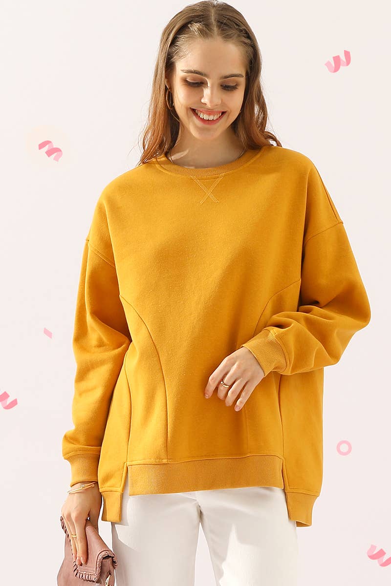 CWTTL905-P_PLUS SIZE ROUND NECK CUT HEM SWEATSHIRT