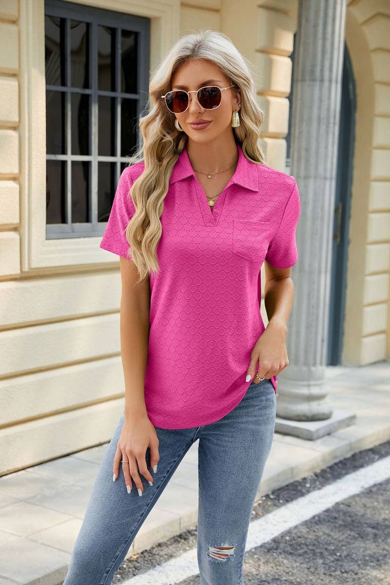 CWTTS0817_V-Neck Short Sleeve Knit Top