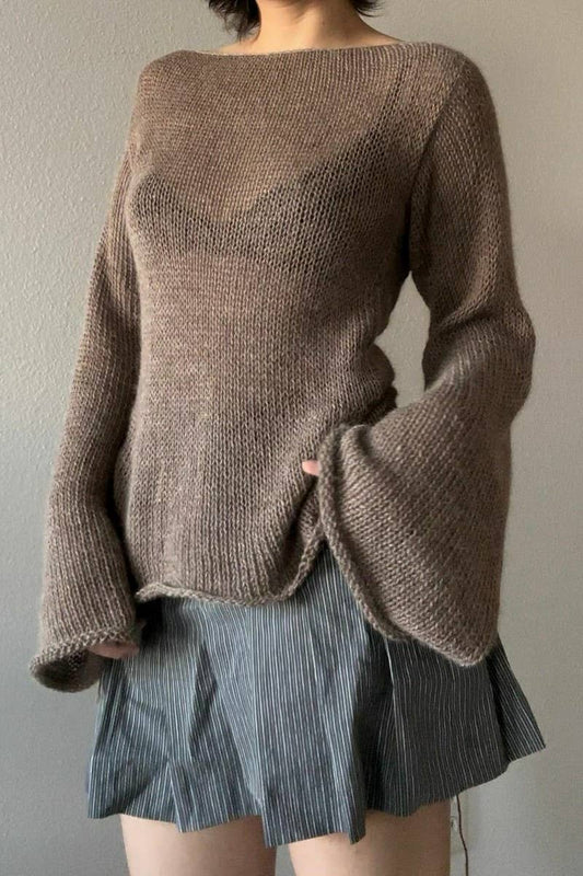 CWOSWL5710_BELL SLEEVE TIE BACKLESS KNIT TOP