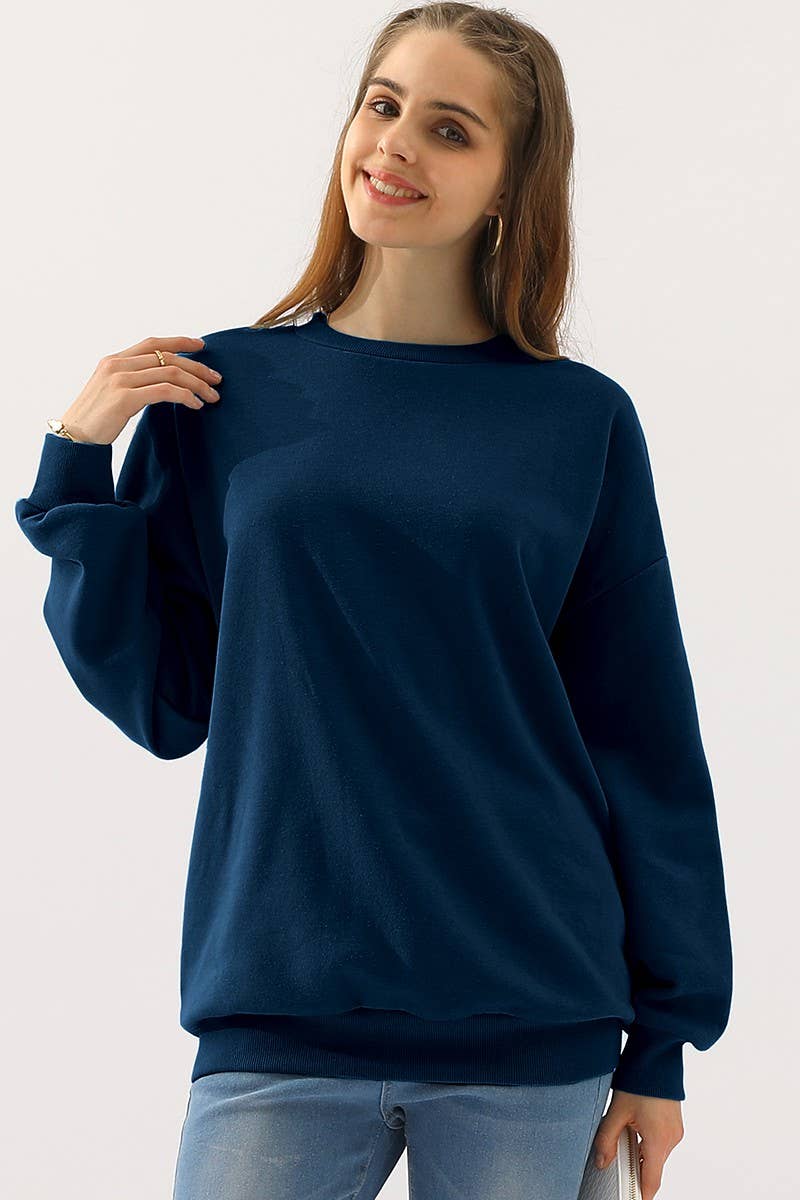 CWTTL902_CREW NECK LONG SLEEVE PULLOVER SWEATSHIRT TOPS