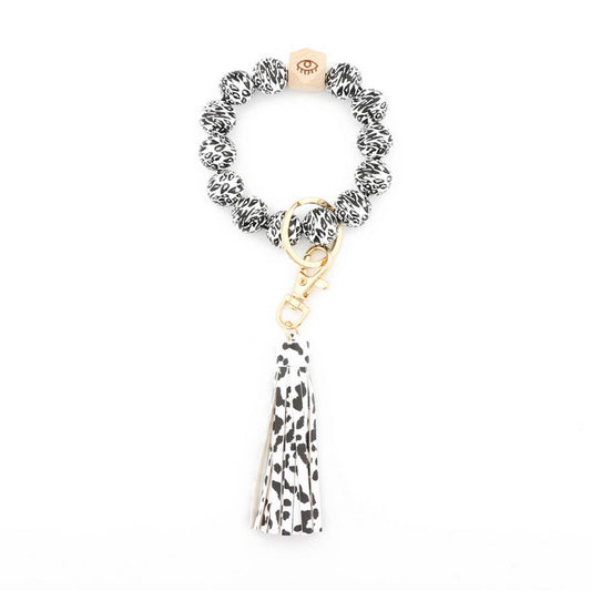TASSEL LATTICE WOODEN BEAD KEYCHAIN