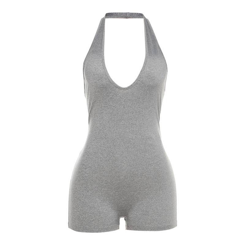 Casual Halter Neck Backless High Waist Romper