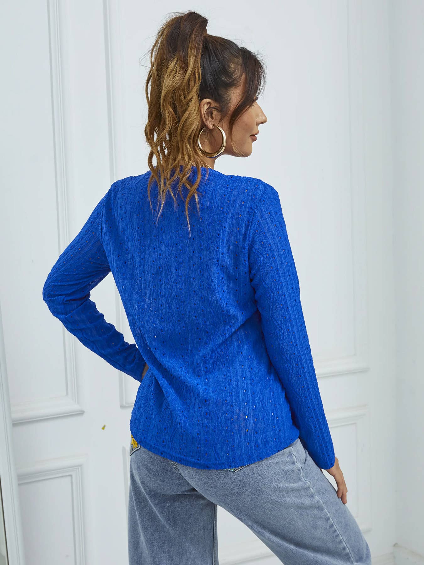 Breathable stretch round neck long sleeve T-shirt