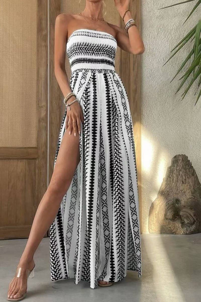 CWSJS1701_SEXY FLORAL STRAPLESS SLIT LEG JUMPSUIT