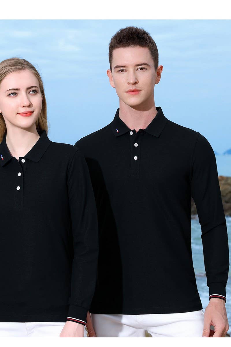 CWTBLL00670_CUSTOM SOLID COLOR LONG SLEEVE POLO SHIRTS