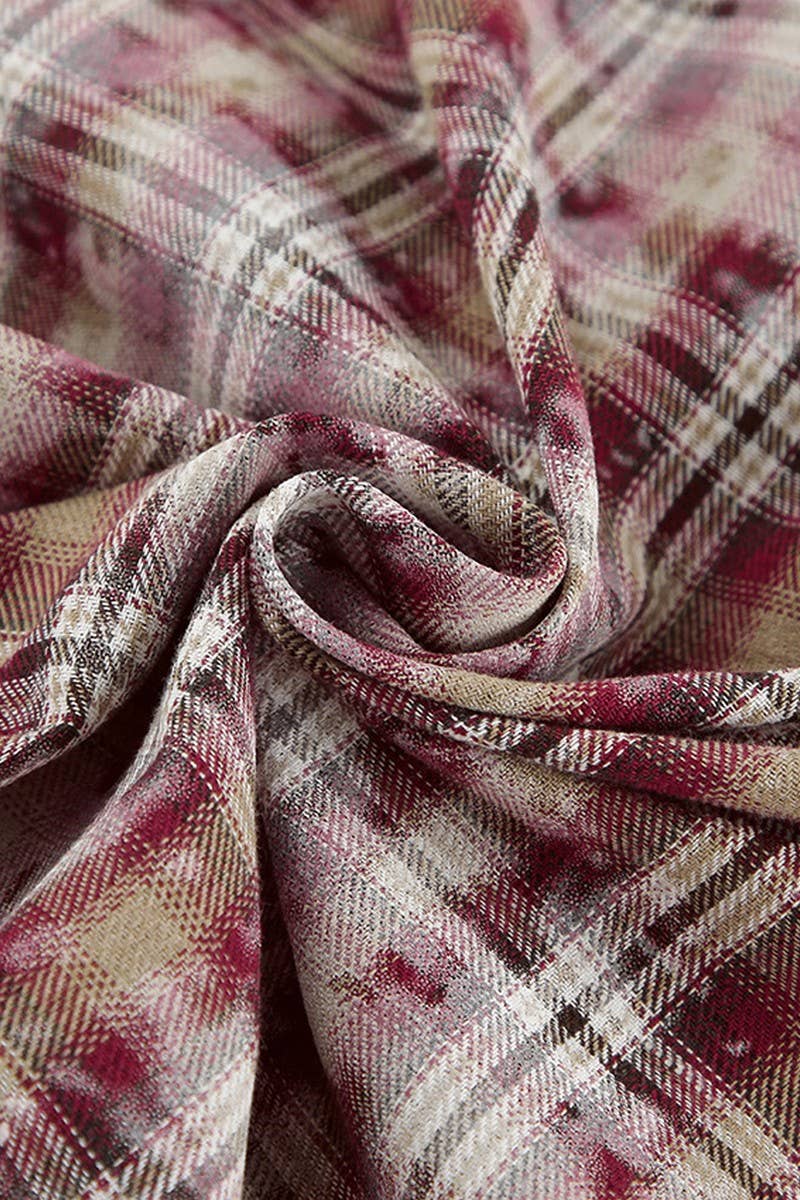 CWTBLL00582_VINTAGE DISTRESSED PLAID LONG-SLEEVED SHIRT