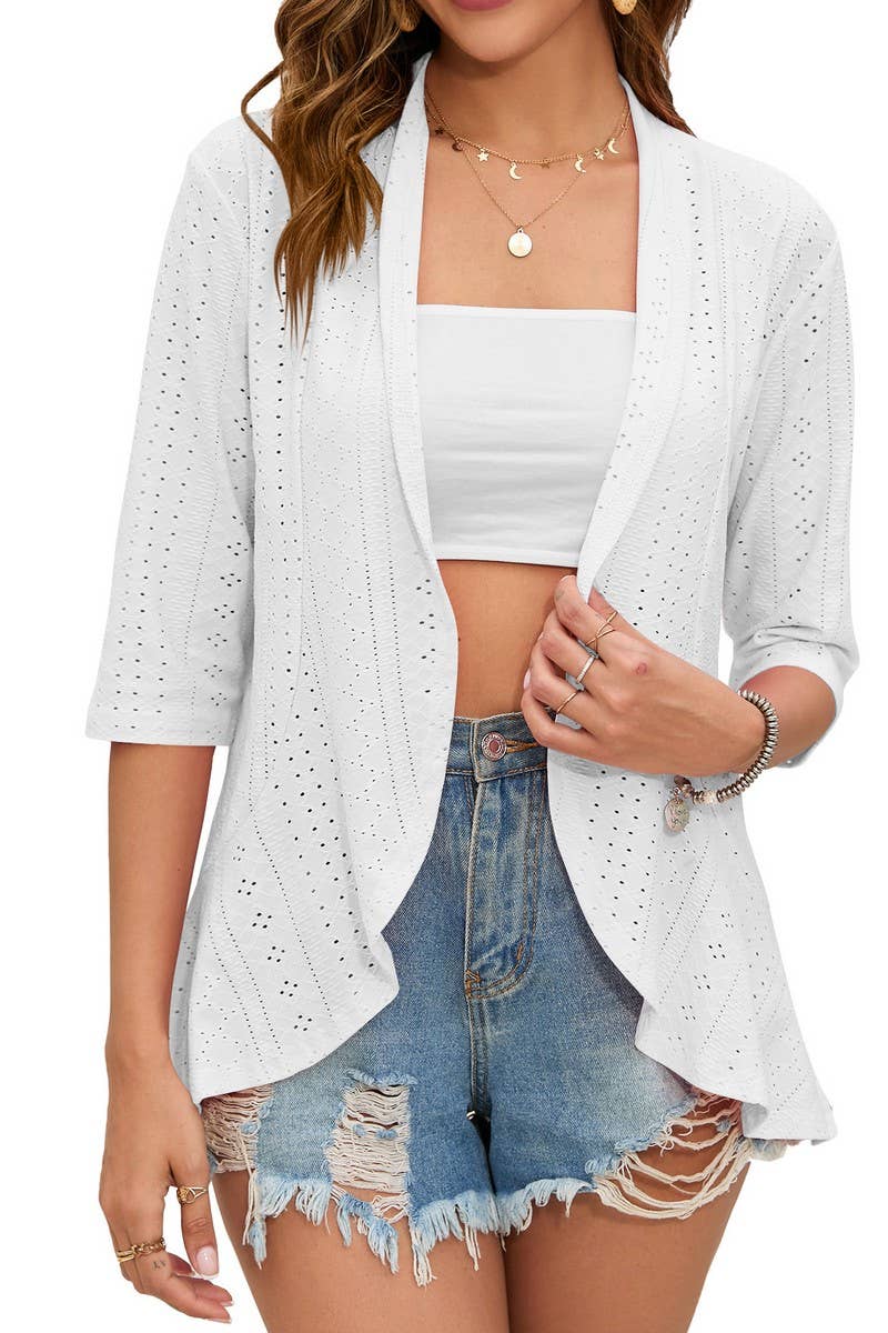 CWOCAL00576_SUMMER SOLID COLOR RUFFLED CARDIGAN