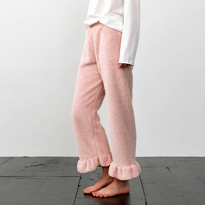 ELASTICATED PAJAMA PANTS WITH FLOUNDERED FEET