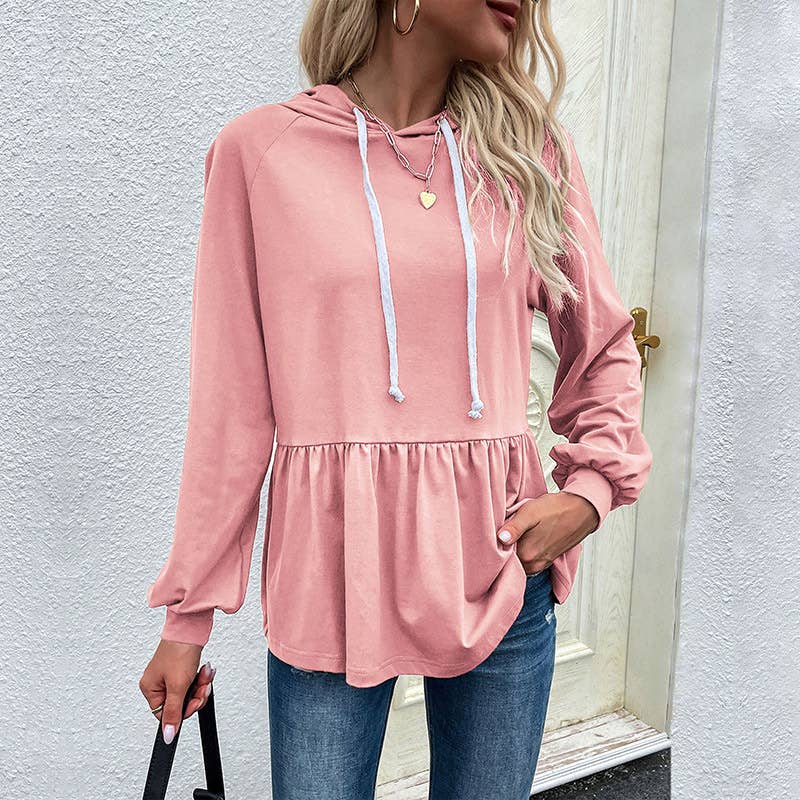 DESIGN HOODED SOLID COLOR PULLOVER HOODIE