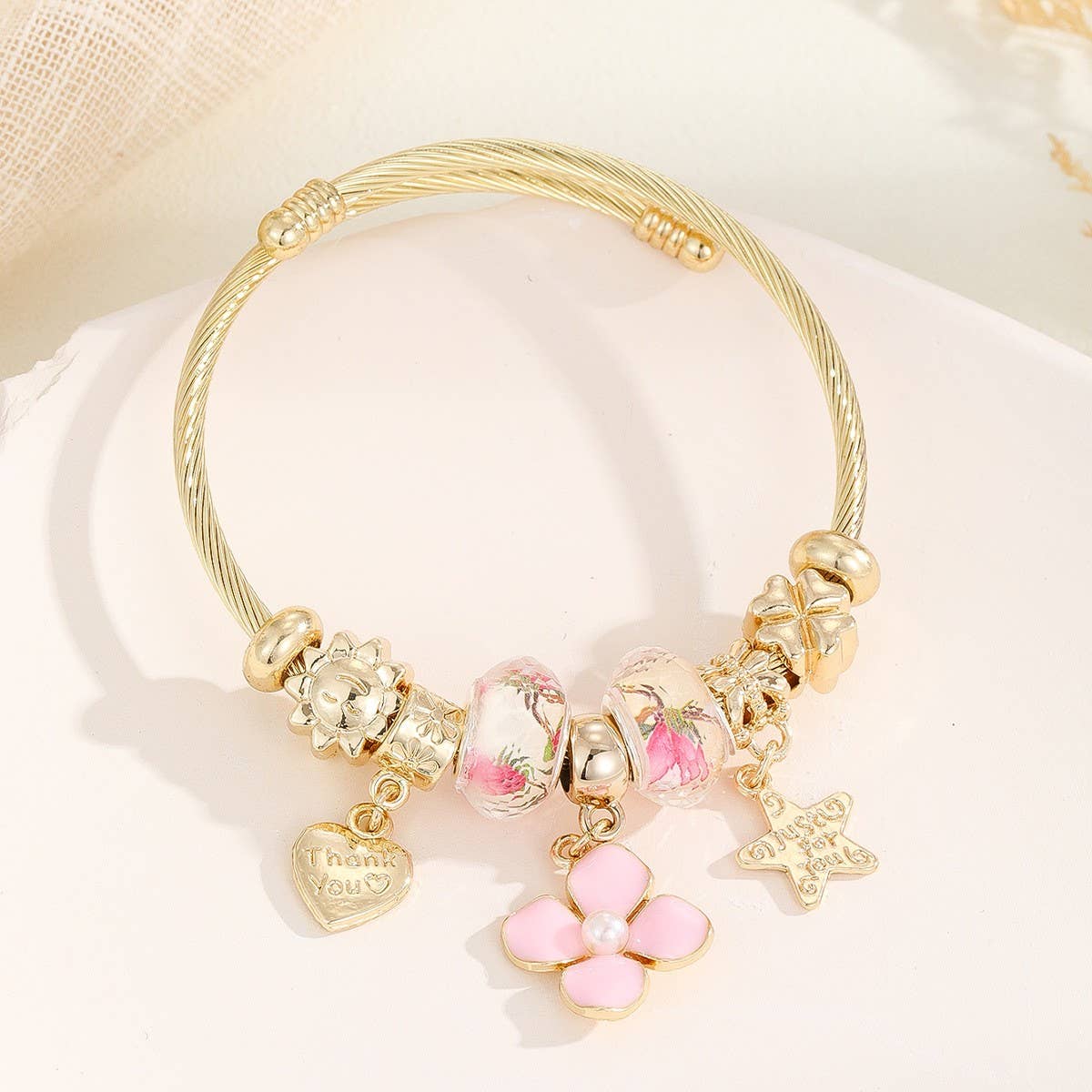 DIY Resin Charm Beaded Adjustable Bracelet