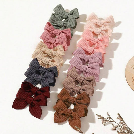Handmade Baby Bow Hair Clip with Corn Weave Fabric