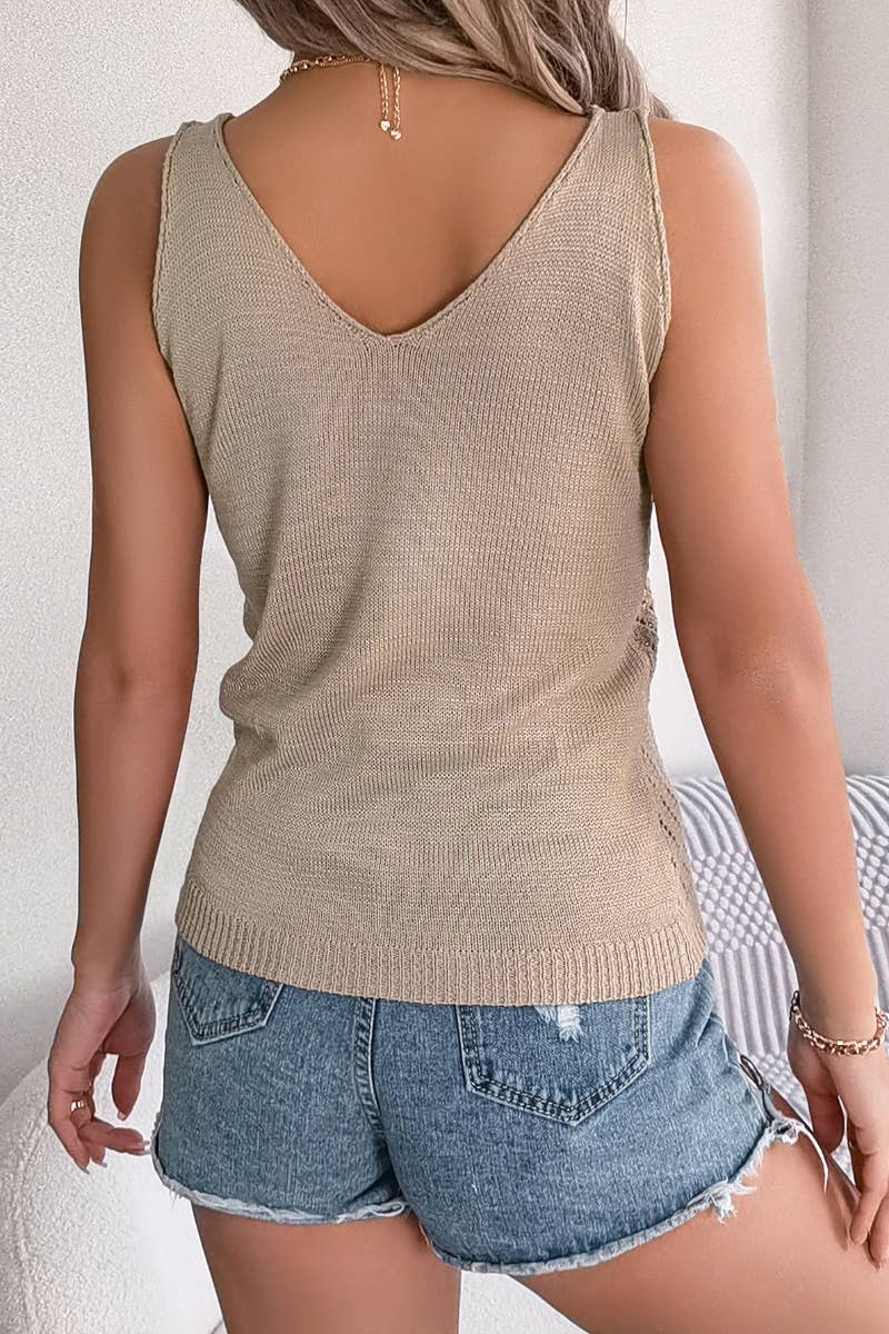 CWOV0281_V-NECK SLEEVELESS KNIT HOLIDAY VEST TOP