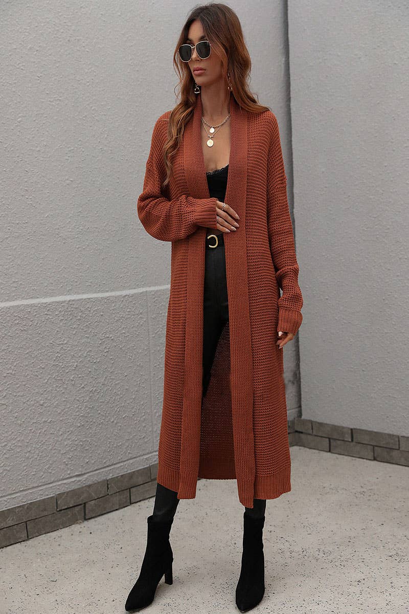 CWOCAL373 Casual Open Front Long Cardigan Sweater