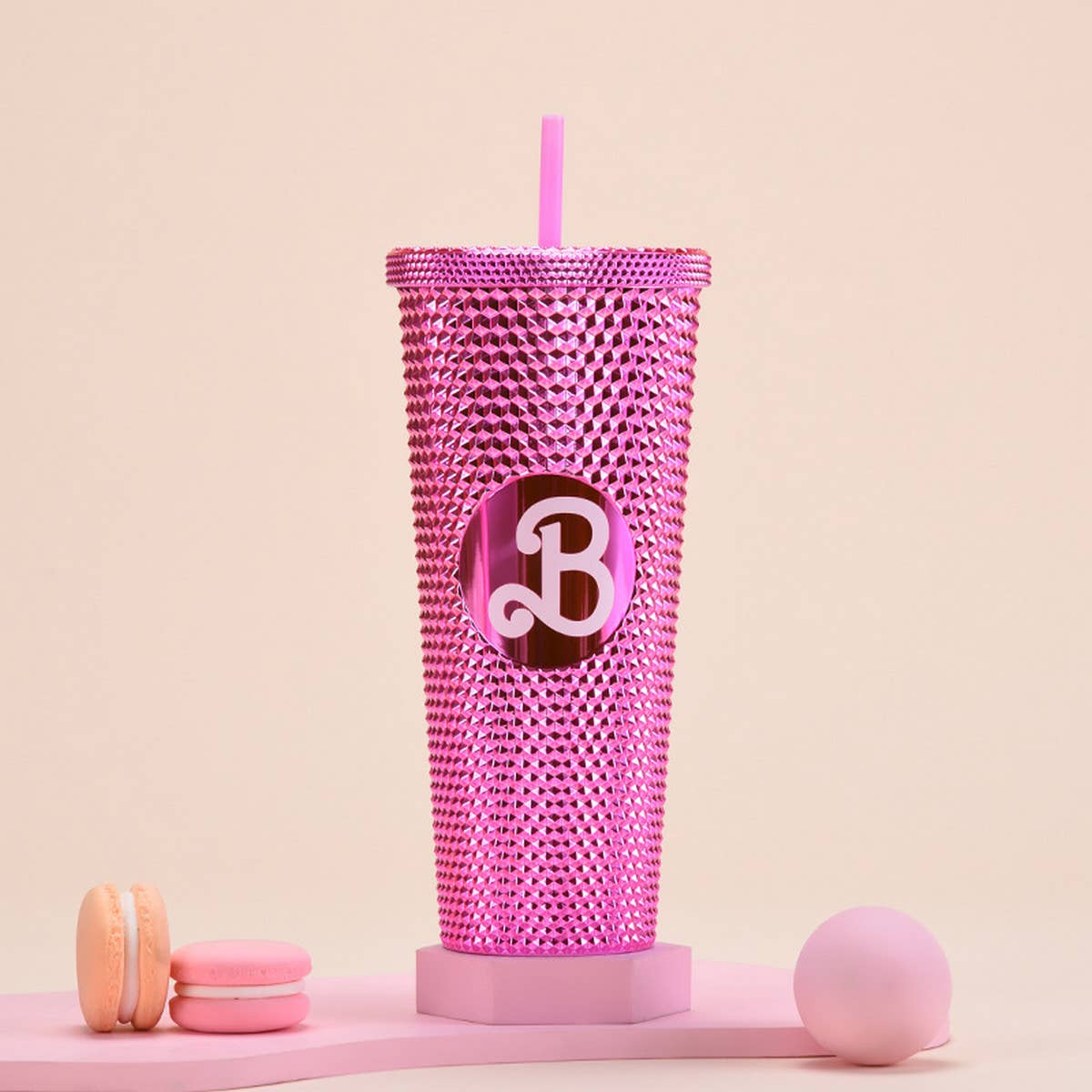DOUBLE LAYER PORTABLE PLASTIC STRAW DIAMOND CUP