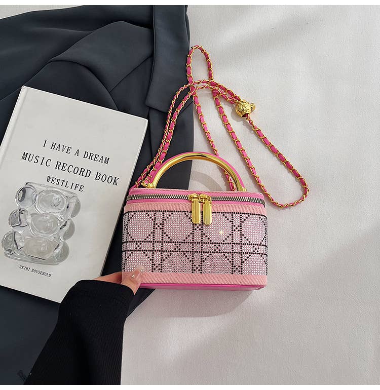 Diamond-shaped crossbody hand-held box bag