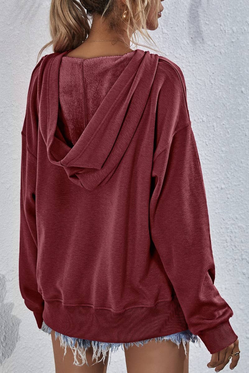 CWTBLL2619_WINTER CASUAL FLEECE LONG-SLEEVED HOODIE