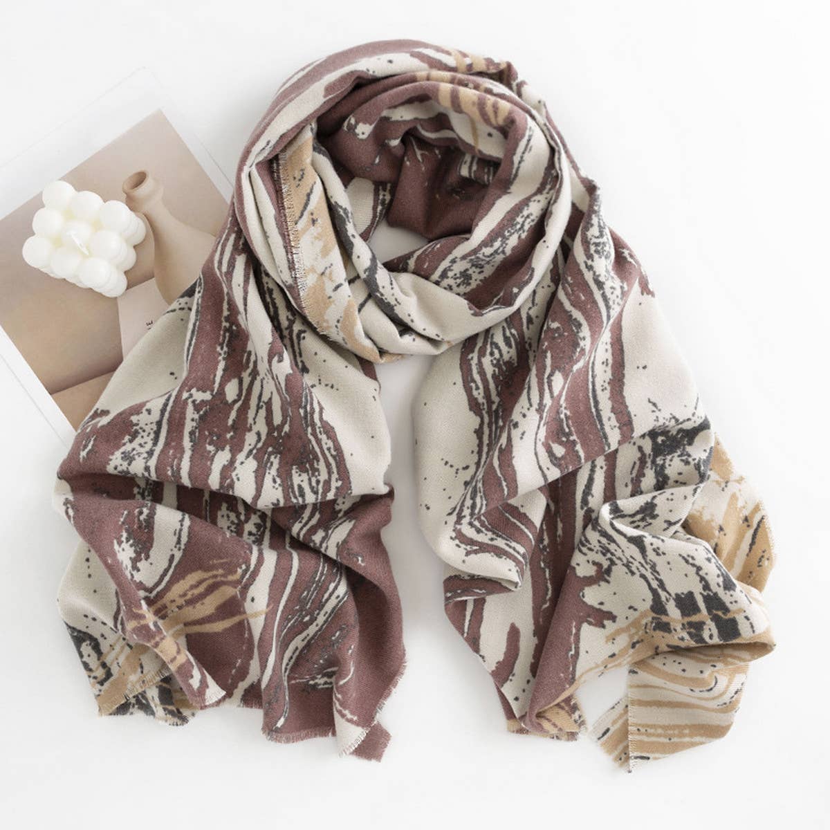 Marble Stripe Scarf ? Soft Winter Wrap