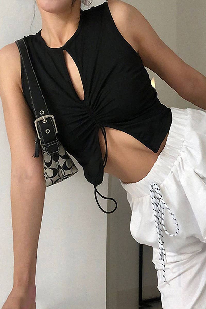 CWTTK0369_CREW NECK SLEEVELESS KNIT TOP