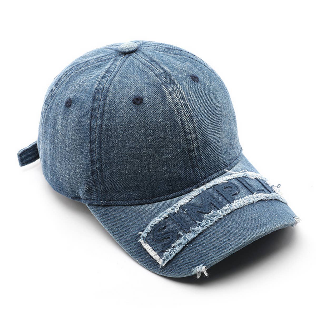 CWAH3212_VINTAGE DENIM RIPPED SUN VISOR BASEBALL CAP