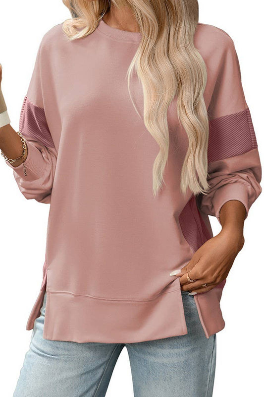 CWTBLL00828_COLORBLOCK CREWNECK CASUAL LOOSE SWEATSHIRT