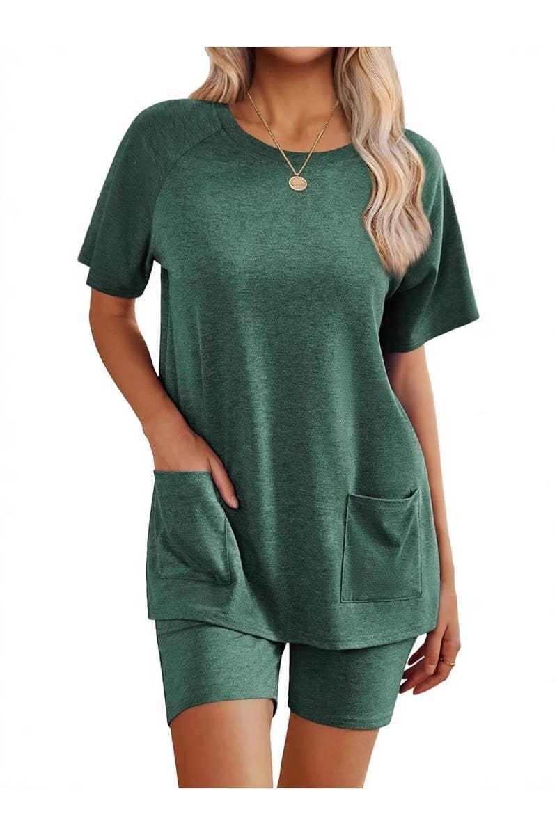 CWSTB00485_2025 WOMEN 2 PIECE LOUNGE SET SHORT SLEEVE SHORTS